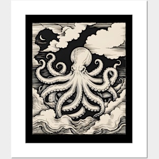 Big Octopus Swimming in the Ocean Posters and Art